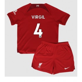 Baby Fußballbekleidung Liverpool Virgil van Dijk #4 Heimtrikot 2022-23 Kurzarm (+ kurze hosen)